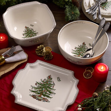 Christmas Tree Gold 10 Inch Square Bowl Christmas Tree Gold 10 Inch Square Bowl